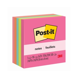 Nota Adhesiva 3M Post-It 654-5PK (76x76mm) Neón 5un 100hj