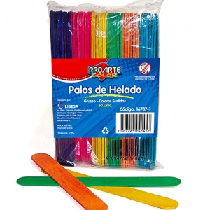 Palos de Helado Proarte Colores Grueso 50 Unidades