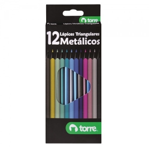 Lápiz Color Torre Metálicos 12 Colores <font color="red"; size= "2"><sup> (SA)<sup></font>