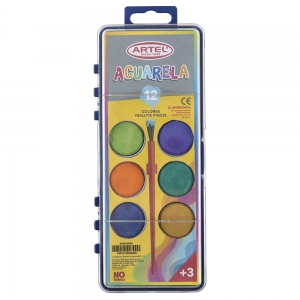 Acuarela Artel 12 Color  <font color="red"; size= "2"><sup> (Disponible desde I - IX Región )<sup></font><font color="red"; size= "2"><sup> (SA)<sup></font>