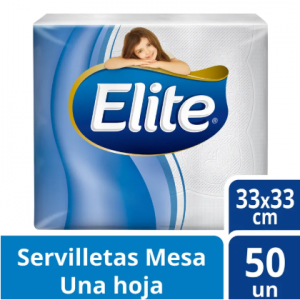 Servilleta Mesa Elite Blanca 33x33 50un <font color="red"; size= "2"><sup> (SA)<sup></font>