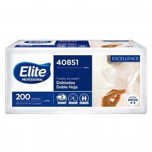 Toalla Elite Doblada Extra Blanca 200 Hojas<font color="red"; size= "2"><sup> (SA)<sup></font>