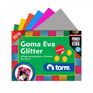 Carpeta Torre Goma Eva Glitter 6 Col/ 6 Uni	