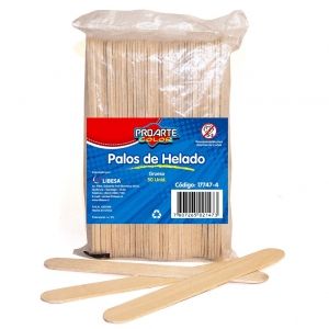 Palo Helado Proarte Color Madera Grueso 50un	