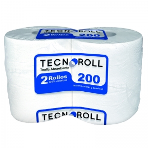 Toalla De Papel Tecnopapel 2 Rollos 200Mts (1 Hoja Gofrado)