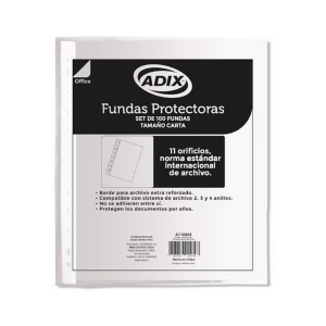 Funda Adix Tamaño Carta Borde Blanco 100 unidades <font color="red"; size= "2"><sup> (Disponible Solo Punta Arenas)<sup></font>	